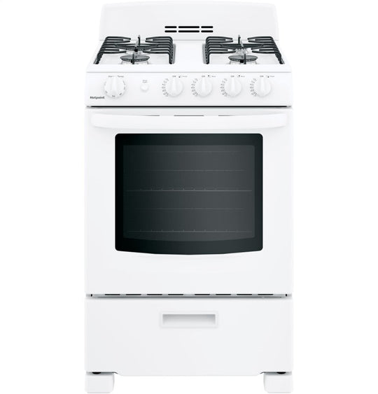 Hotpoint RGAS300DMWW Hotpoint® 24" Front-Control Free-Standing Gas Range With Large Window
