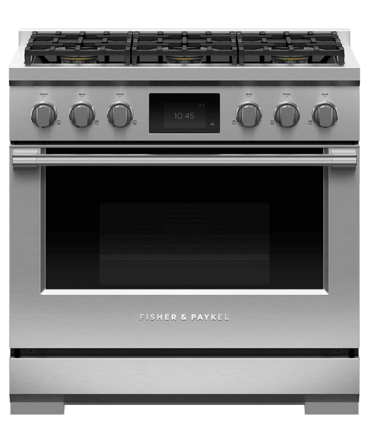 Fisher & Paykel RDV3366L Dual Fuel Range, 36", 6 Burners, Self-Cleaning, Lpg