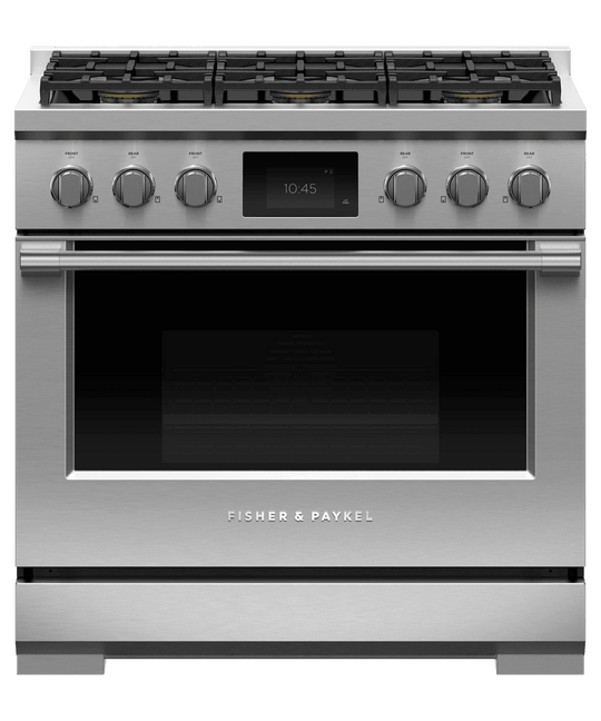 Fisher & Paykel RDV3366L Dual Fuel Range, 36", 6 Burners, Self-Cleaning, Lpg