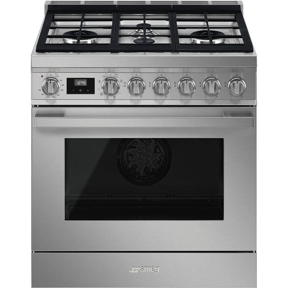 Smeg CPF30UGMX Portofino Pro-Style Dual Fuel Range, Gray, 30" X 25"