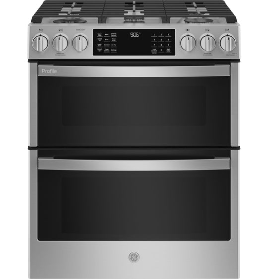 Ge Appliances PGS960YPFS Ge Profile&#8482; 30" Smart Slide-In Front-Control Gas Double Oven Convection Fingerprint Resistant Range