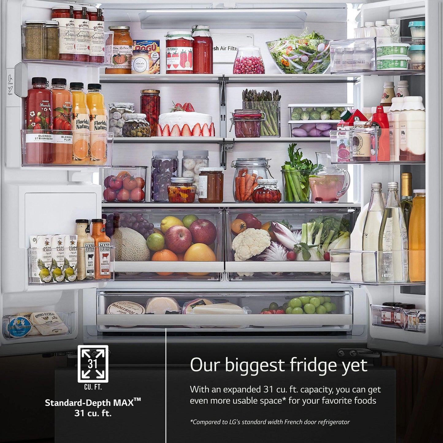 Lg LRYKS3106S 31 Cu. Ft. Smart Standard-Depth Max™ French Door Refrigerator With Four Types Of Ice And Mirror Instaview®