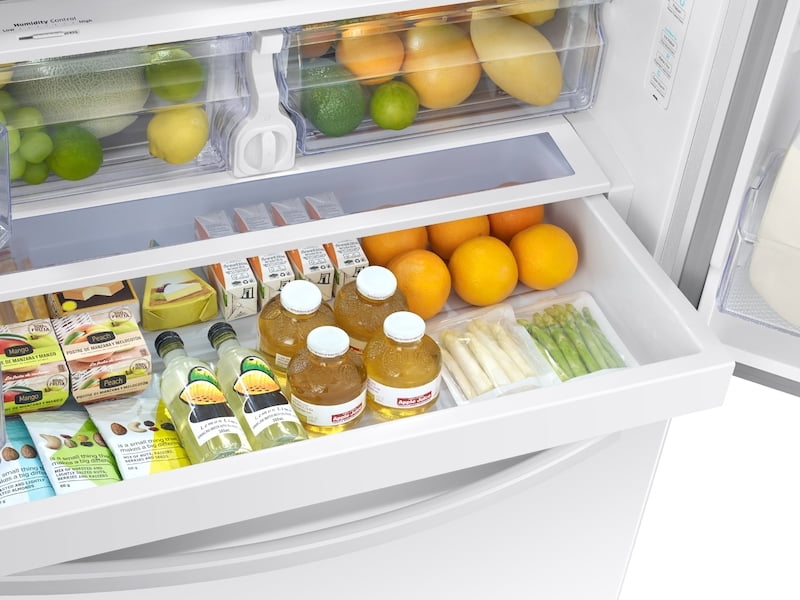 Samsung RF27T5201WW 27 Cu. Ft. Large Capacity 3-Door French Door Refrigerator With External Water & Ice Dispenser In White