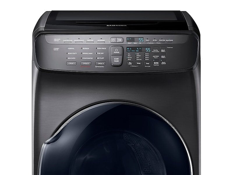 Samsung DVE55M9600V 7.5 Cu. Ft. Smart Electric Dryer With Flexdry&#8482; In Black Stainless Steel