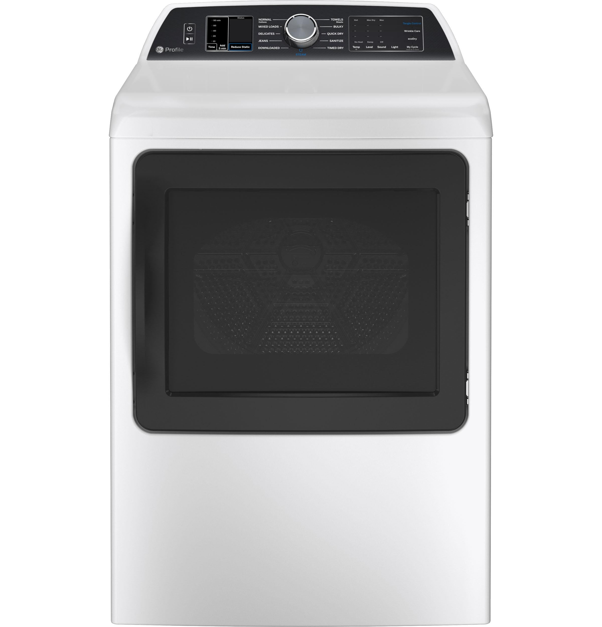 Ge Appliances PTD70EBSTWS Ge Profile™ 7.4 Cu. Ft. Capacity Smart Aluminized Alloy Drum Electric Dryer With Sanitize Cycle And Sensor Dry