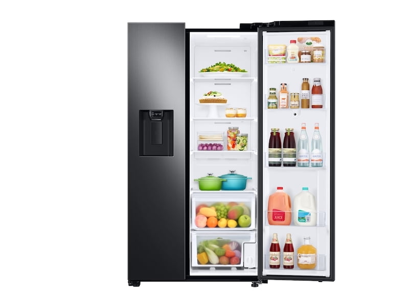 Samsung RS27T5561SG 26.7 Cu. Ft. Large Capacity Side-By-Side Refrigerator With Touch Screen Family Hub&#8482; In Black Stainless Steel