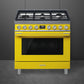 Smeg CPF36UGMYW Portofino Pro-Style Dual Fuel Range, Yellow, 36