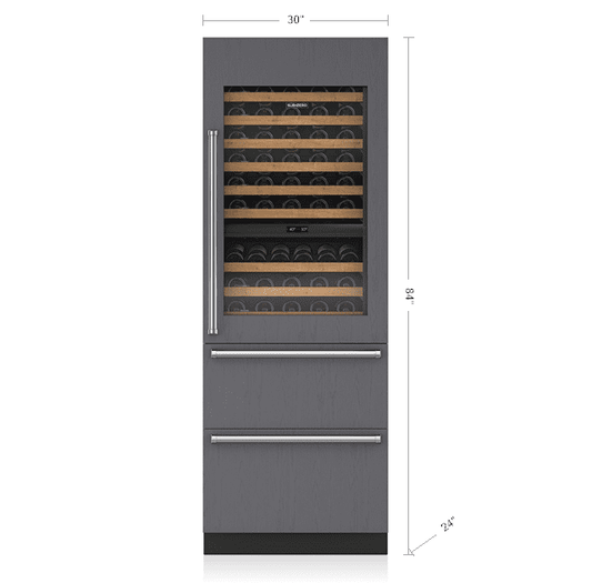 Sub-Zero IW30RALH 30" Designer Wine Storage With Refrigerator Drawers - Panel Ready