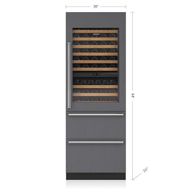 Sub-Zero IW30RRH 30" Designer Wine Storage With Refrigerator Drawers - Panel Ready