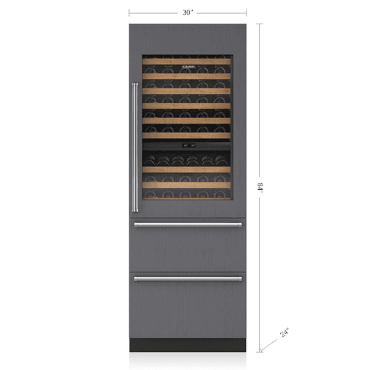 Sub-Zero IW30RRH 30" Designer Wine Storage With Refrigerator Drawers - Panel Ready
