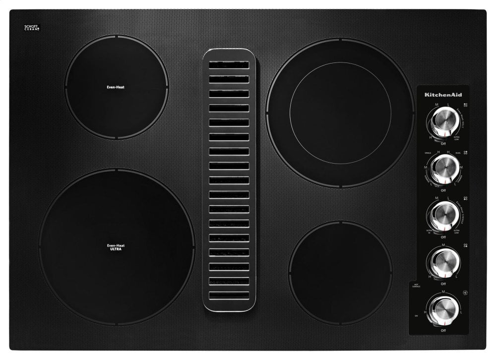 Kitchenaid KCED600GBL 30" Electric Downdraft Cooktop With 4 Elements - Black