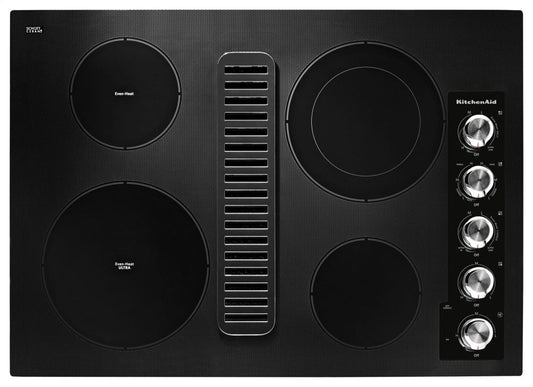 Kitchenaid KCED600GBL 30" Electric Downdraft Cooktop With 4 Elements - Black
