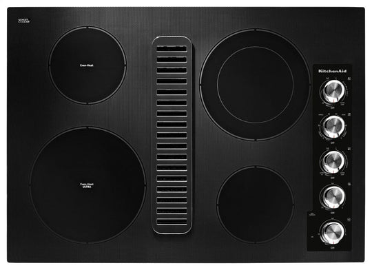 Kitchenaid KCED600GBL 30" Electric Downdraft Cooktop With 4 Elements - Black