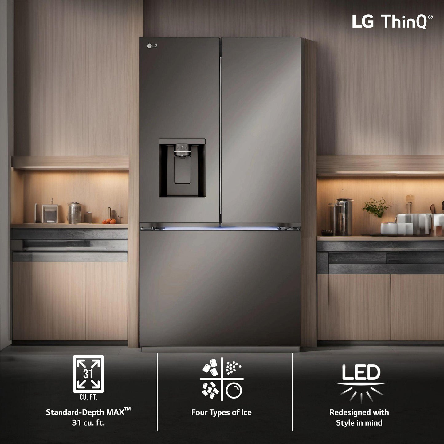 Lg LRYXS3106D 31 Cu. Ft. Smart Standard-Depth Max™ French Door Refrigerator With Four Types Of Ice