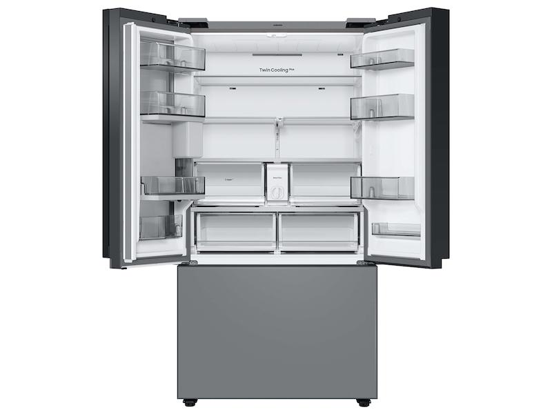 Samsung RF24BB69006M Bespoke 3-Door French Door Refrigerator (24 Cu. Ft.) - With Top Left And Family Hub&#8482; Panel In White Glass - And Matte Grey Glass Bottom Door Panel