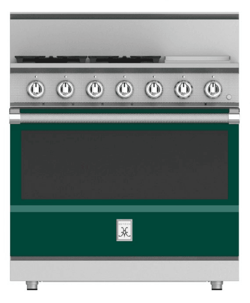 Hestan KRG364GDLPGR 36" 4-Burner All Gas Range With 12" Griddle - Liquid Propane - Green / Grove