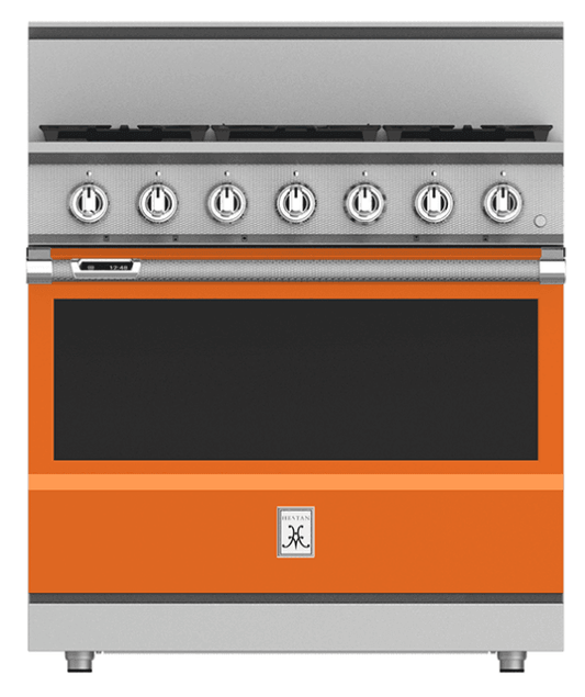Hestan KRD364GDLPOR 36" 4-Burner Dual Fuel Range With 12" Griddle - Liquid Propane - Orange / Citra
