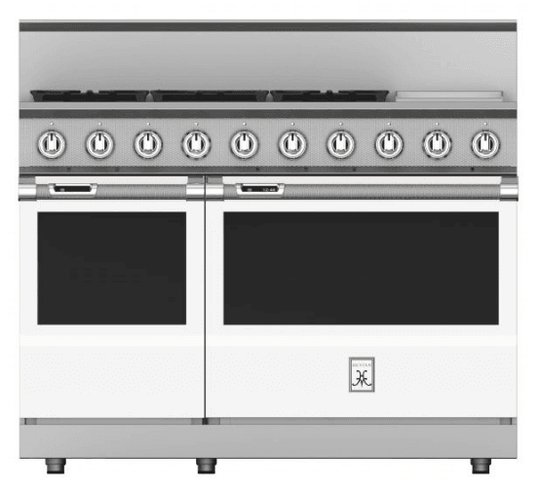 Hestan KRD485GDNGWH 48" 5-Burner Dual Fuel Range With 12" Griddle - Natural Gas - White / Froth