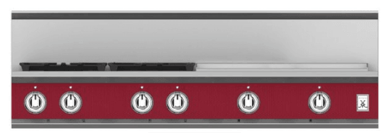 Hestan KRT484GDNGBG 48" 4-Burner Rangetop With 24" Griddle - Natural Gas - Burgundy / Tin Roof
