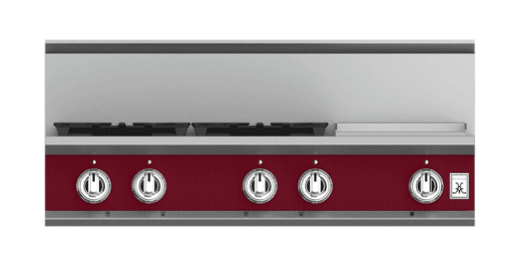 Hestan KRT364GDNGBG 36" 4-Burner Rangetop With 12" Griddle - Natural Gas - Burgundy / Tin Roof