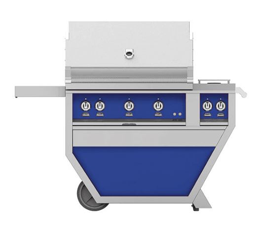 Hestan GMBR36CX2LPBU Hestan 36" Liquid Propane Gas Deluxe Freestanding Grill And Cart W/ Double Side Burner Gmbr36Cx2 - Blue (Custom Color: Prince)