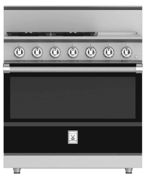 Hestan KRG364GDNGBK 36" 4-Burner All Gas Range With 12" Griddle - Natural Gas - Black / Stealth
