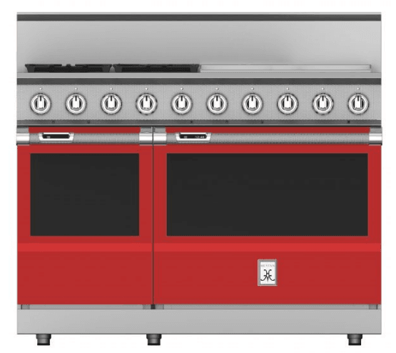Hestan KRD484GDLPRD 48" 4-Burner Dual Fuel Range With 24" Griddle - Liquid Propane - Red / Matador