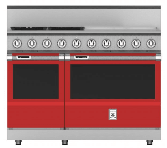 Hestan KRD484GDNGRD 48" 4-Burner Dual Fuel Range With 24" Griddle - Natural Gas - Red / Matador