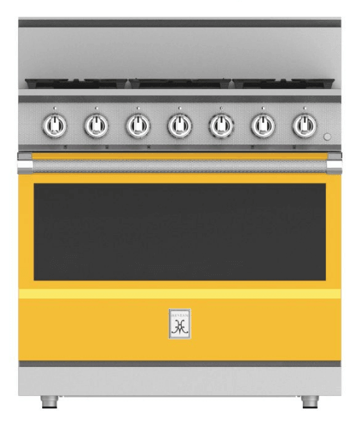 Hestan KRG365LPYW 36" 5-Burner All Gas Range - Liquid Propane - Yellow / Sol