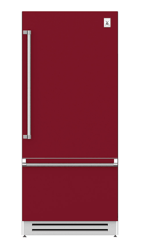 Hestan KRBR36BG 36" Bottom Mount, Bottom Compressor Refrigerator - Right Hinge - Burgundy / Tin Roof