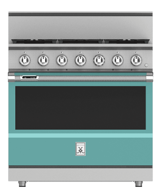 Hestan KRD364GDLPTQ 36" 4-Burner Dual Fuel Range With 12" Griddle - Liquid Propane - Turquoise / Bora Bora