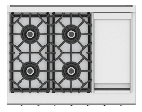 Hestan KRT364GDNG 36" 4-Burner Rangetop With 12" Griddle - Natural Gas - Natural Gas / Steeletto