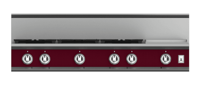Hestan KRT485GDNGBG 48" 5-Burner Rangetop With 12" Griddle - Natural Gas - Burgundy / Tin Roof