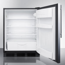 Summit FF6BBISSHV Built-In Undercounter All-Refrigerator For General Purpose Use W/Automatic Defrost, Stainless Steel Wrapped Door, Thin Handle, And Black Cabinet