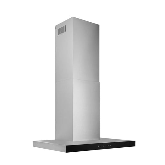 Broan BWT2304SSB Broan® 30-Inch Convertible Wall-Mount T-Style Chimney Range Hood, 450 Max Cfm, Stainless Steel With Black Glass