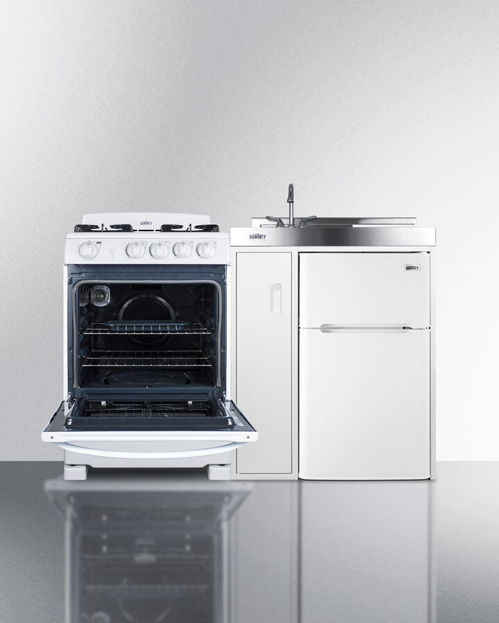 Summit ACK54GASW 54" Wide All-In-One Kitchenette With Gas Range
