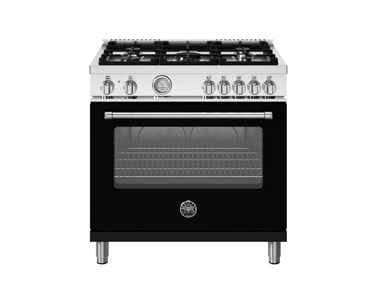 Bertazzoni MAS365DFMNEV 36 Inch Dual Fuel Range, 5 Burner, Electric Oven Nero Matt