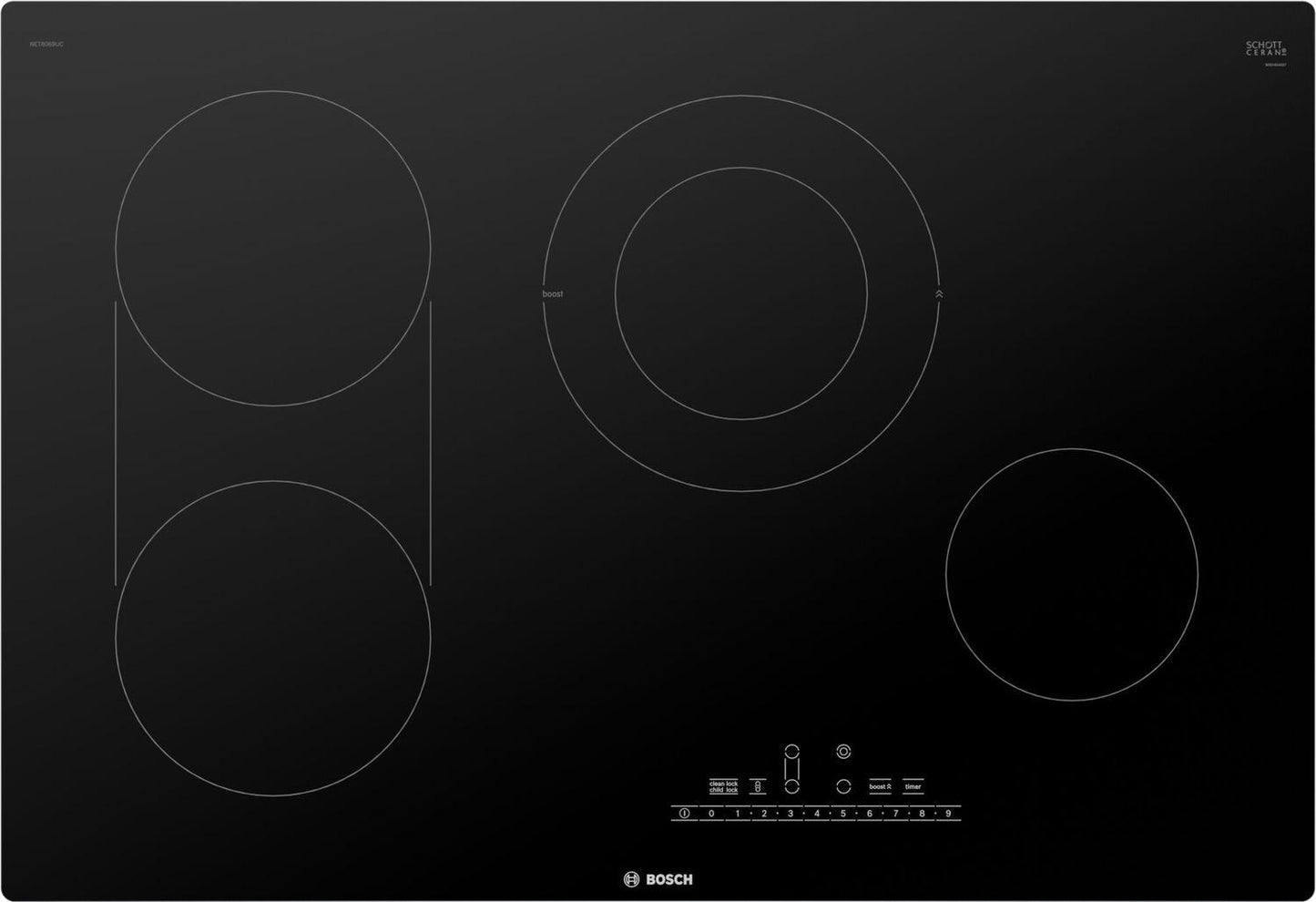 Bosch NET8069UC 800 Series Electric Cooktop 30'' Black, Surface Mount Without Frame Net8069Uc