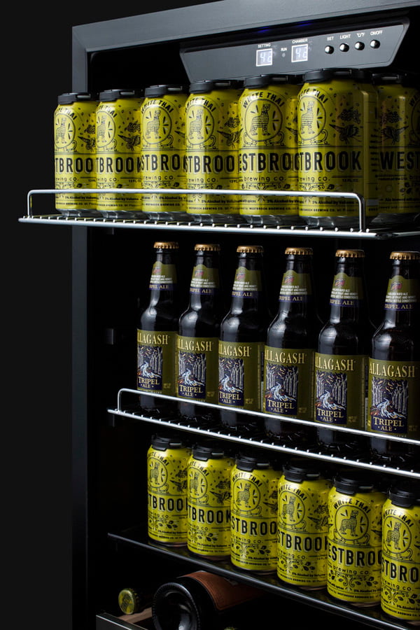 Summit SCR2466PUBPNR Built-In Undercounter Craft Beer Pub Cellar With Glass Door With Panel-Ready Frame, Digital Controls, And Black Cabinet