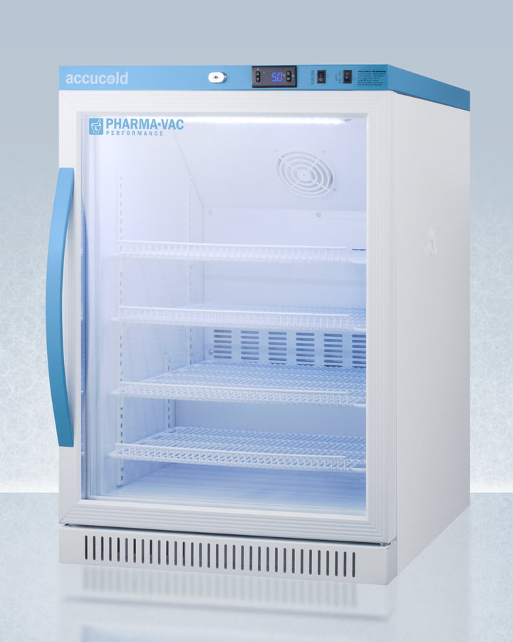 Summit ARG6PV Performance Series Pharma-Vac 6 Cu.Ft. Freestanding Ada Compliant Glass Door Commercial All-Refrigerator For The Display And Refrigeration Of Vaccines, With Antimicrobial Silver-Ion Handle