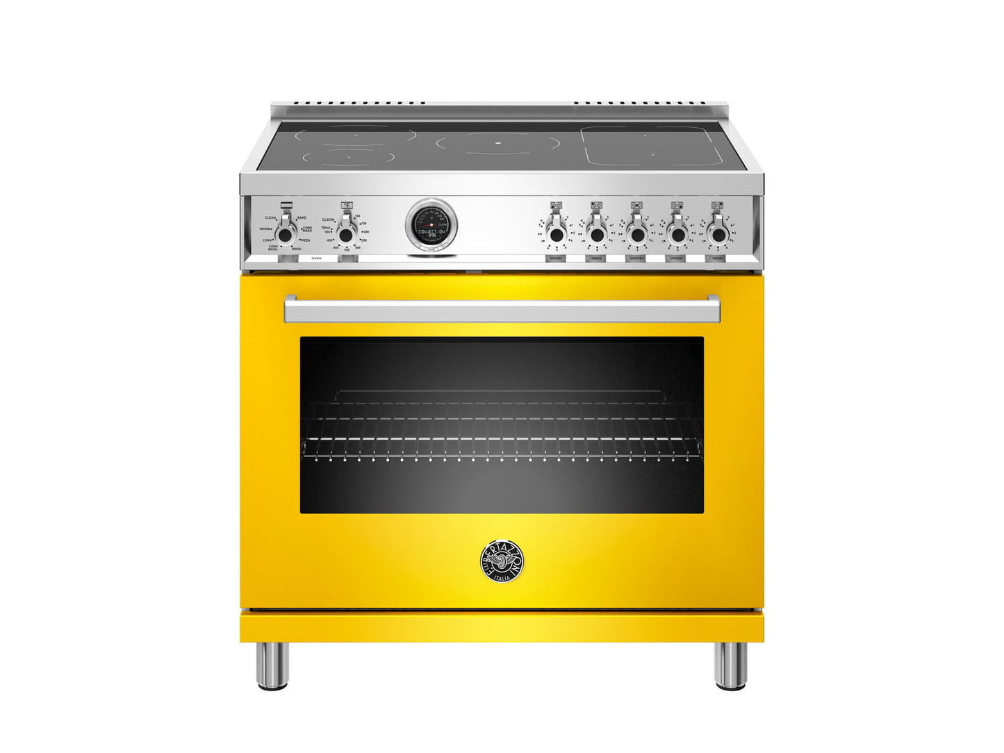 Bertazzoni PROF365INSGIT 36 Inch Induction Range, 5 Heating Zones, Electric Self-Clean Oven Giallo