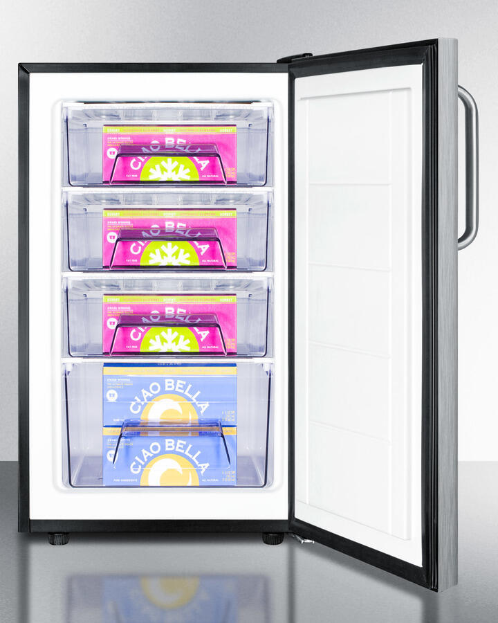 Summit FS408BLCSS 20" Wide Built-In Undercounter All-Freezer, -20 C Capable With A Lock And Complete Stainless Steel Exterior