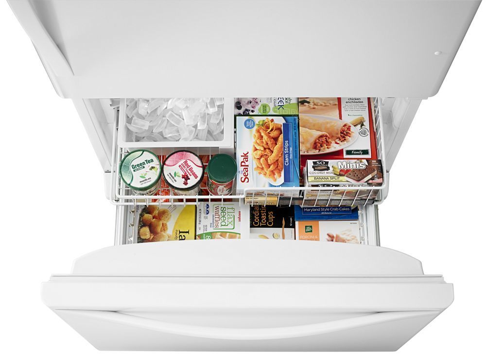 Whirlpool WRB329DMBW 30-Inches Wide Bottom-Freezer Refrigerator With Spillguard Glass Shelves - 18.7 Cu. Ft.
