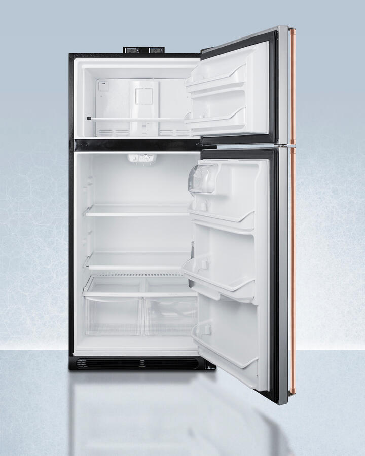 Summit BKRF18PLCP 18 Cu.Ft. Break Room Refrigerator-Freezer With Pure Copper Handles And Factory-Installed Nist Calibrated Alarm/Thermometers