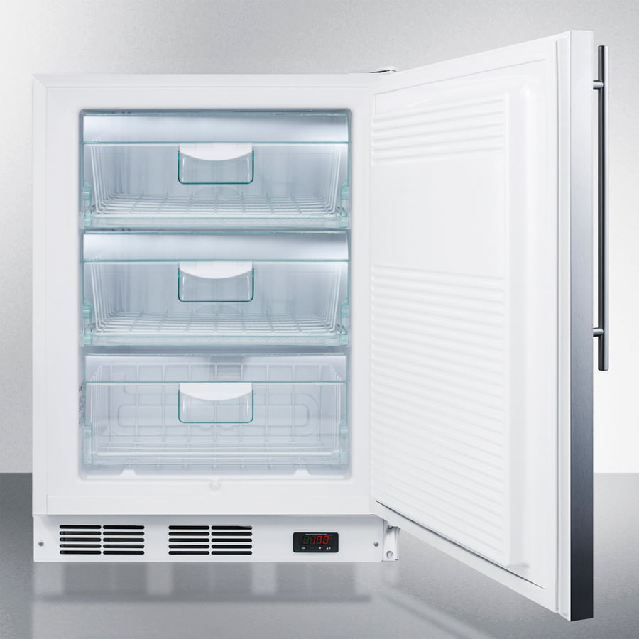 Summit VT65MLBISSHVADA Ada Compliant Built-In Medical All-Freezer Capable Of -25 C Operation, With Lock, Stainless Steel Door, Thin Handle, And White Cabinet