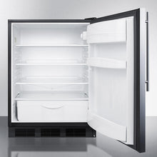 Summit FF6BKBISSHVADA Ada Compliant All-Refrigerator For Built-In General Purpose Use, Auto Defrost W/Stainless Steel Wrapped Door, Thin Handle, And Black Cabinet