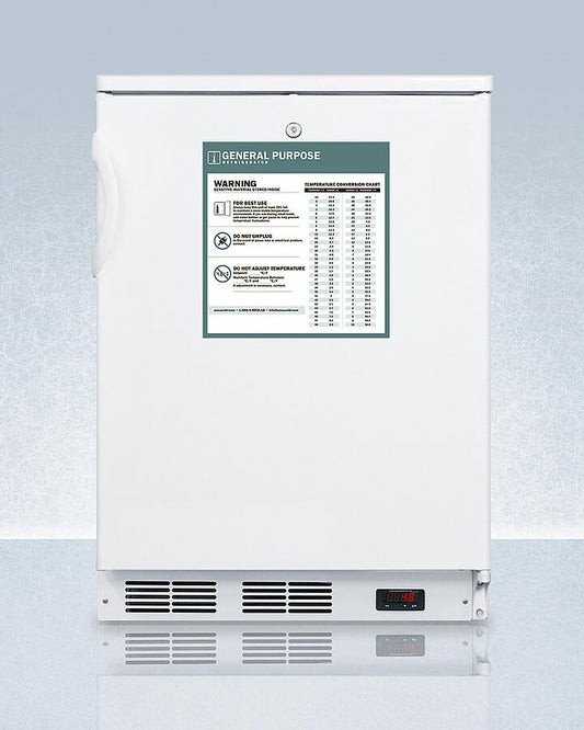 Summit FF7LWGP Commercially Listed Freestanding All-Refrigerator For General Purpose Use, With Front Lock, Automatic Defrost Operation And White Exterior