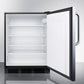 Summit FF7BKCSS Commercially Listed Built-In Undercounter All-Refrigerator For General Purpose Use With Stainless Steel Exterior, Towel Bar Handle, And Automatic Defrost