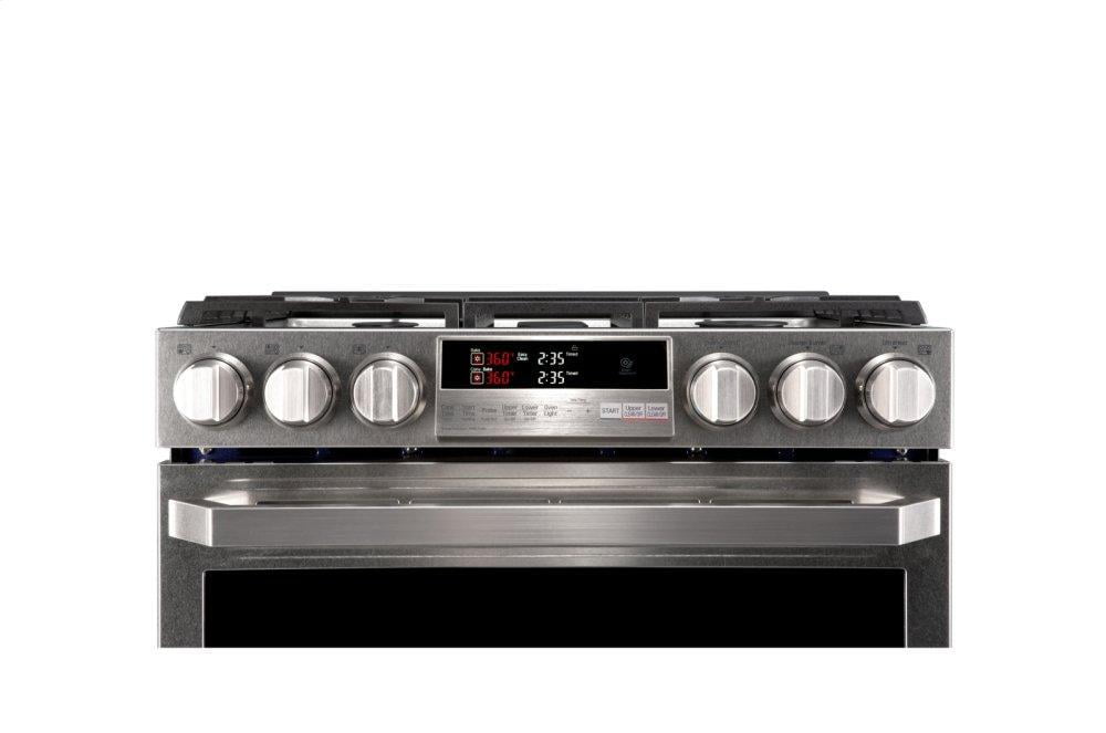 Lg LUTG4519SN Lg Signature 6.9 Cu.Ft. Smart Wi-Fi Enabled Gas Double Oven Slide-In Range With Probake Convection®