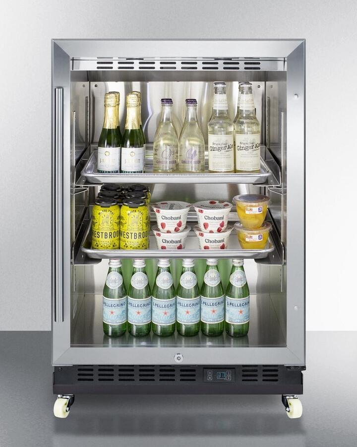 Summit SCR610BLRI 24" Wide Built-In Mini Reach-In Beverage Center With Dolly